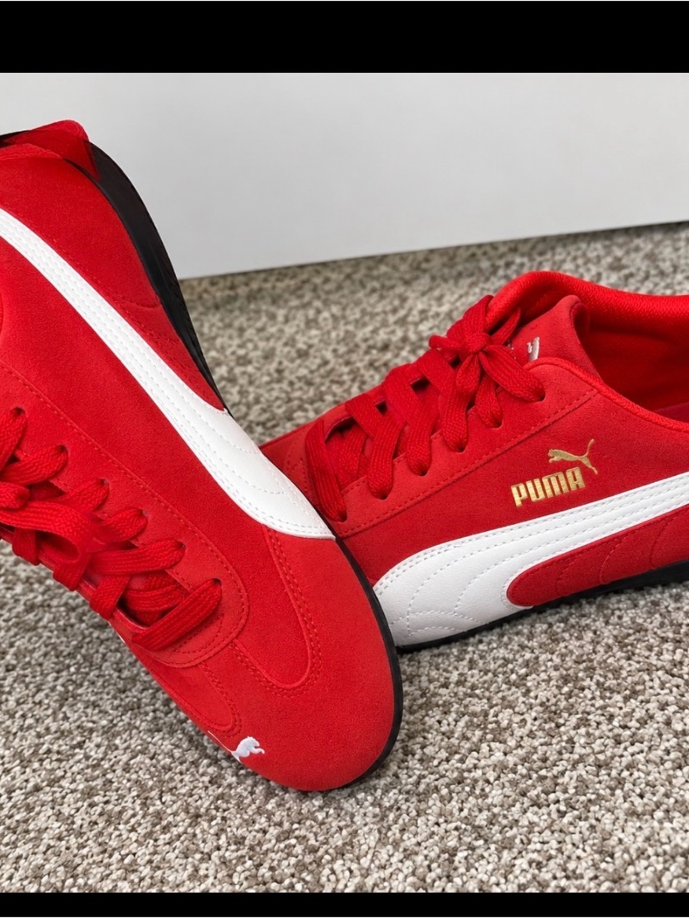 Puma Red and White Low-Top Athletic Sneakers